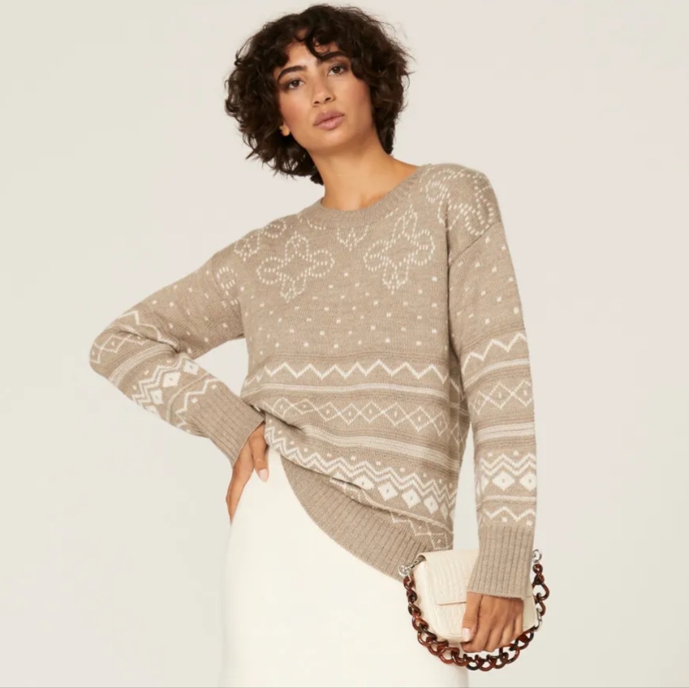 Thakoon Fair Isle Intarsia Tan Sweater Size XS